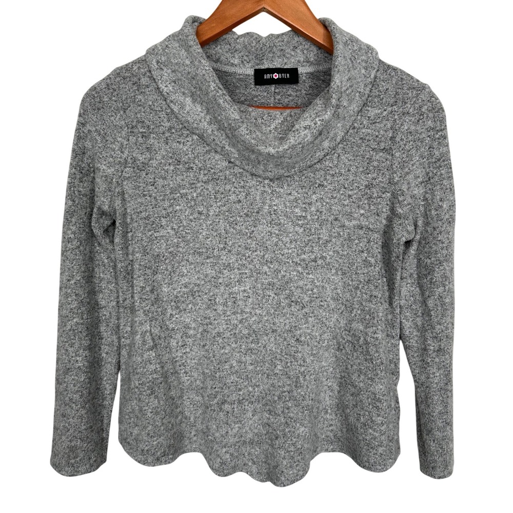 Amy Byer Heathered Gray Cowl Neck Long-Sleeved Sweater Girl's Size XL